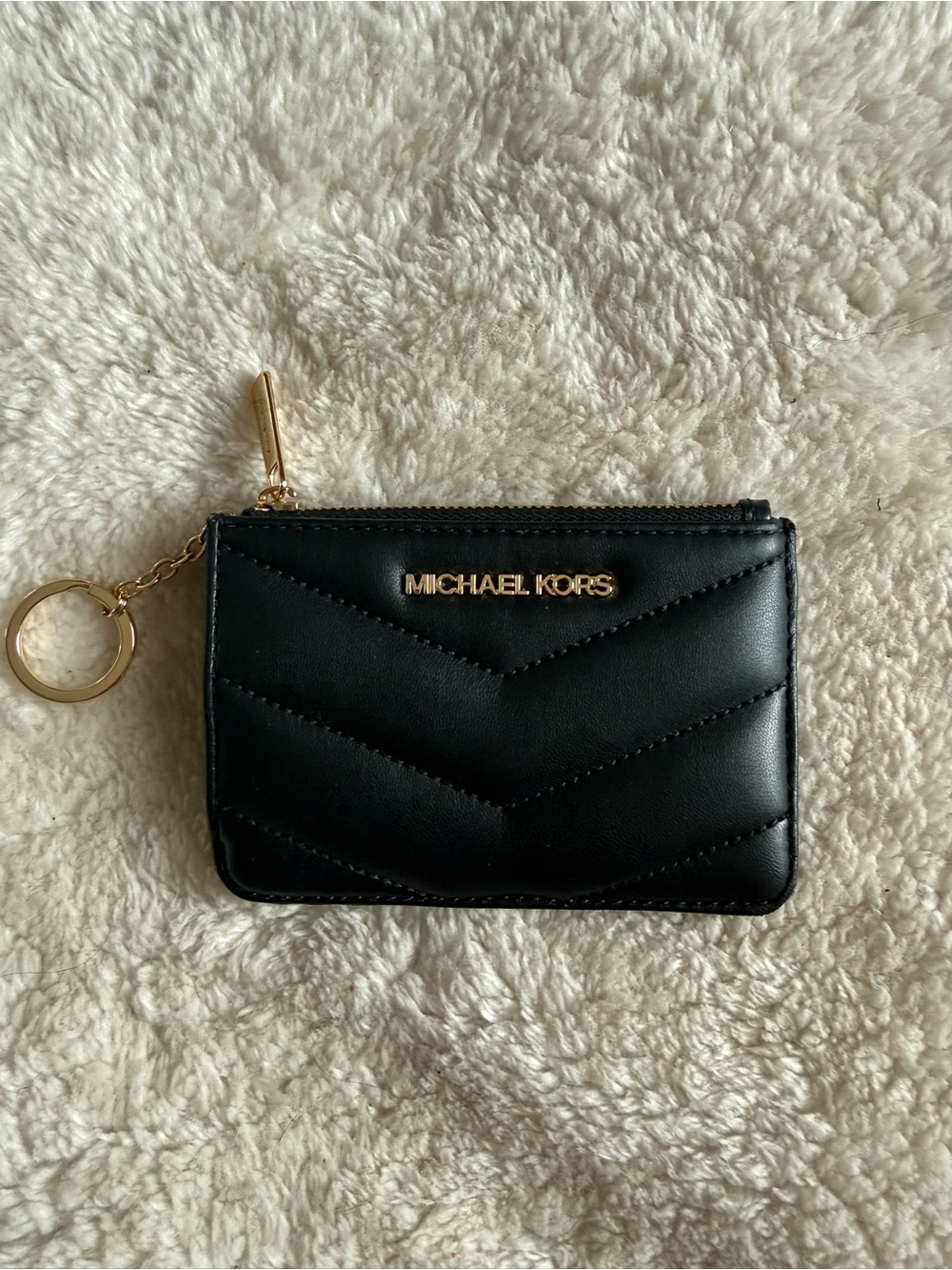 Michael Kors Black Quilted Cardholder with Gold Hardware